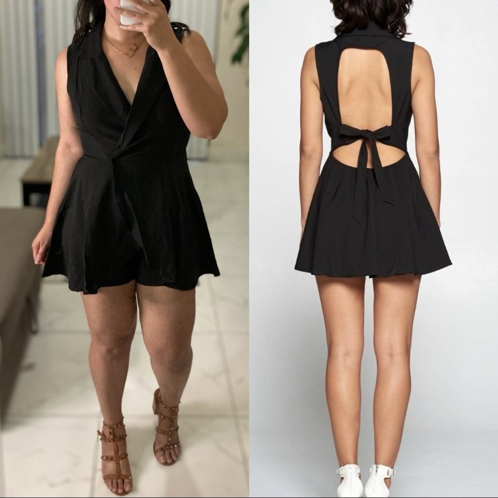 Black wrap vest romper